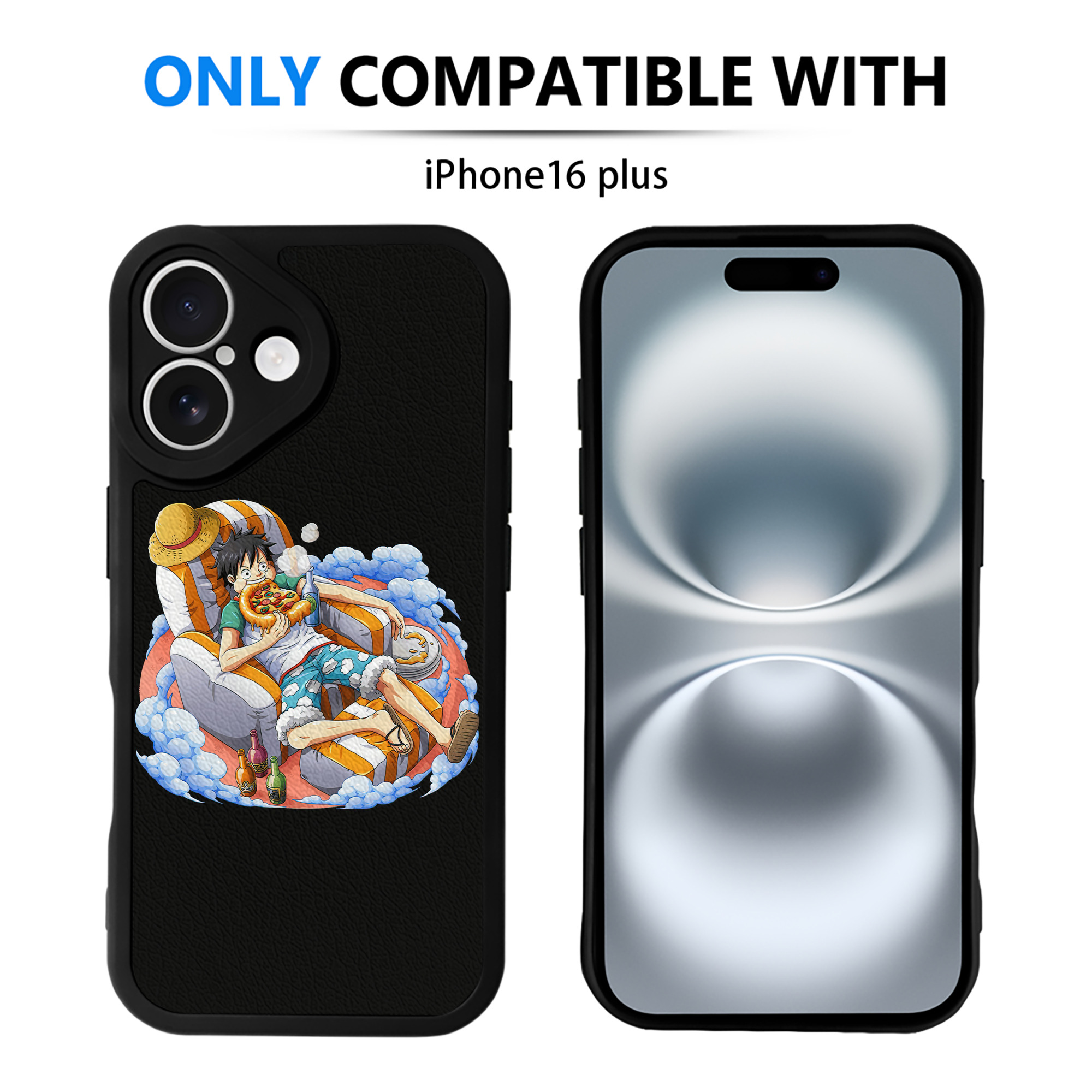 （画像用） ワンピース モンキー・D・ルフィ ONE PIECE Monkey D. Luffy 【iPhone 16シリーズ対応】シリコンスマホケース（レザー調） 材質：シリコン